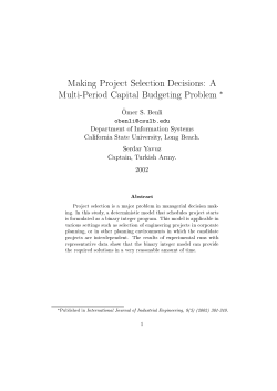 A Multi-Period Capital Budgeting Problem