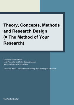 Theory, Concepts, Methods and Research Design (= The Method of