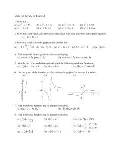 Math 161 Review for Exam 3