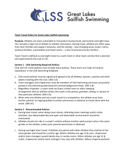 Team Travel Policy for Great Lakes Sailfish Swimming Purpose