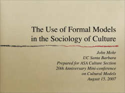 The Use of Formal Models in the Sociology of Culture