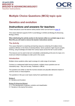 AS and A Level Biology MCQ Genetics and evolution