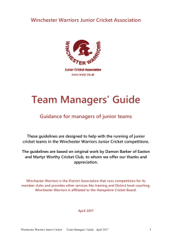Team Managers` Guide - Winchester Warriors