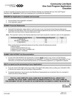 Community Link Bank One Card Program Application Checklist