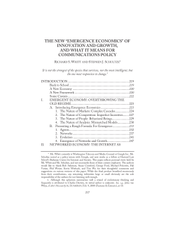 THE NEW “EMERGENCE ECONOMICS” OF INNOVATION AND