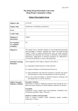 CCN1050 Introduction to Probability and Statistics