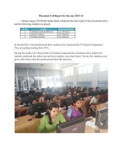 Placement Cell Report for the year 2013