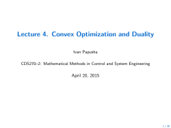 Lecture 4. Convex Optimization and Duality