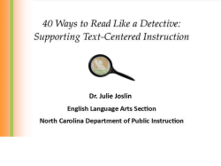 40 Ways to Read Like a Detective - English Language Development