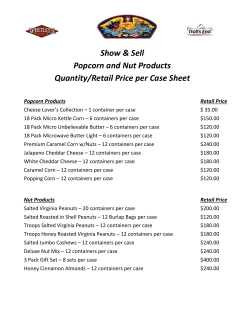 Quantity/Retail Price per Case Sheet