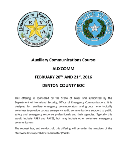 Auxiliary Communications Course AUXCOMM FEBRUARY 20 th