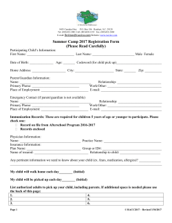 Summer Camp 2017 Registration Form