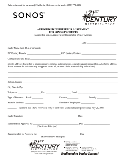 AUTHORIZED DISTRIBUTOR AGREEMENT FOR SONOS