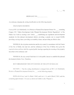 - 14] ORDINANCE An ordinance changing the zoning classification
