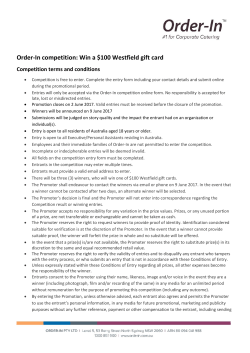 Order-In competition: Win a $100 Westfield gift card