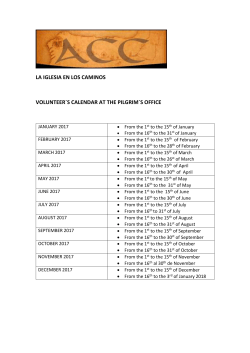 LA IGLESIA EN LOS CAMINOS VOLUNTEER&acute;S CALENDAR AT