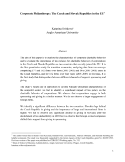 Corporate Philanthropy in the Czech and Slovak Republics