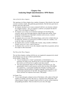 Chapter One Analysing Simple Questionnaires: SPSS Basics