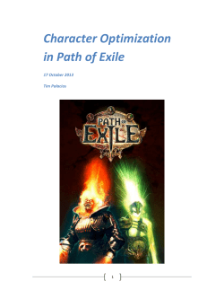 Character Optimization in Path of Exile 17 October 2013 Tim