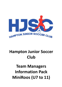 HJSC Guide for Team Managers 2017 - MiniRoos