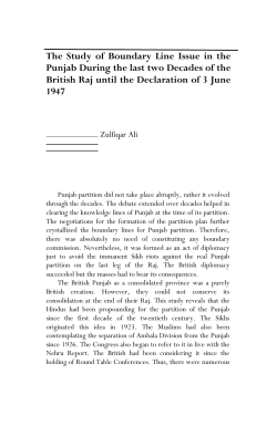 The Study of Boundary Line Issue in the Punjab During the last two