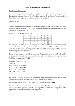 Linear Programming Applications