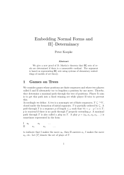 Embedding Normal Forms and &Pi; &ndash;Determinacy