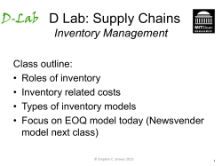 Lecture 13: Deterministic-demand Inventory