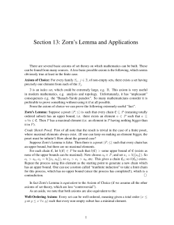 Section 13: Zorn`s Lemma and Applications