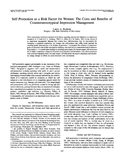 Self-Promotion as a Risk Factor for Women