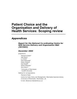 Patient Choice and the Organisation and Delivery of Health Services
