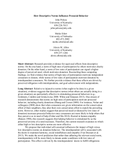 How Descriptive Norms Influence Prosocial Behavior John Peloza