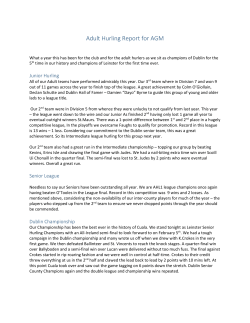 Adult Hurling Report for AGM