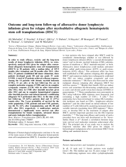 Outcome and long-term follow-up of alloreactive donor