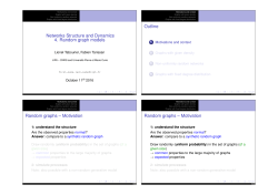 Motivation Random graphs