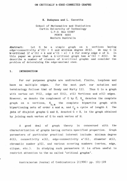 ON CRITICALLY k-EDGE-CONNECTED GRAPHS 1. INTRODUCTION
