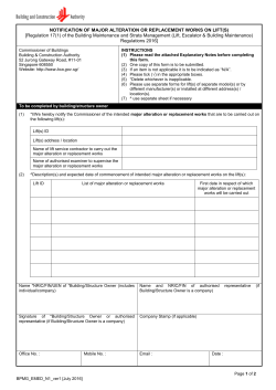 NOTIFICATION OF MAJOR ALTERATION OR REPLACEMENT