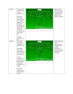 Activity 1 GK and back 4 are positioned deep in defensive 1/3. Play