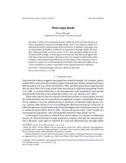 Three steps ahead - Theoretical Economics