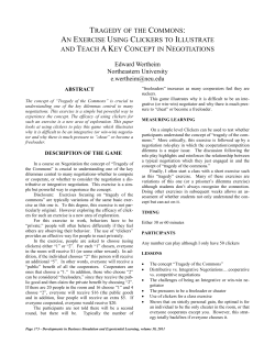 Tragedy of the Commons: An Exercise Using Clickers to