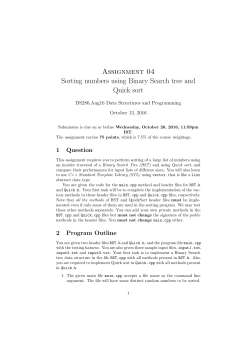 Assignment 04 Sorting numbers using Binary Search tree and Quick