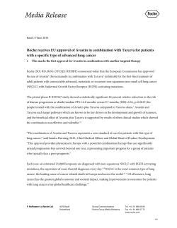 Roche receives EU approval of Avastin in combination with Tarceva