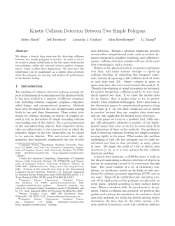 Kinetic Collision Detection Between Two Simple