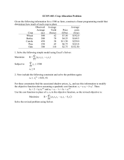 Crop Allocation Problem Given the following information for a 1500
