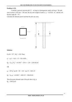 Problem # (22) Consider a precast concrete pile 12 &ndash; m long in a