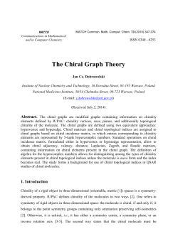 The Chiral Graph Theory - MATCH Communications in