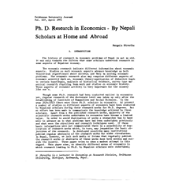 Ph. D. Research in Economics By Nepali Scholars at