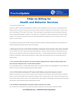 FAQs on Billing for Health and Behavior Services