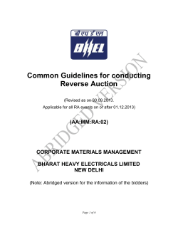 Common Guidelines for conducting Reverse Auction