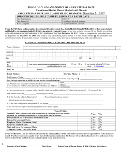 PROOF OF CLAIM AND NOTICE OF ABSOLUTE